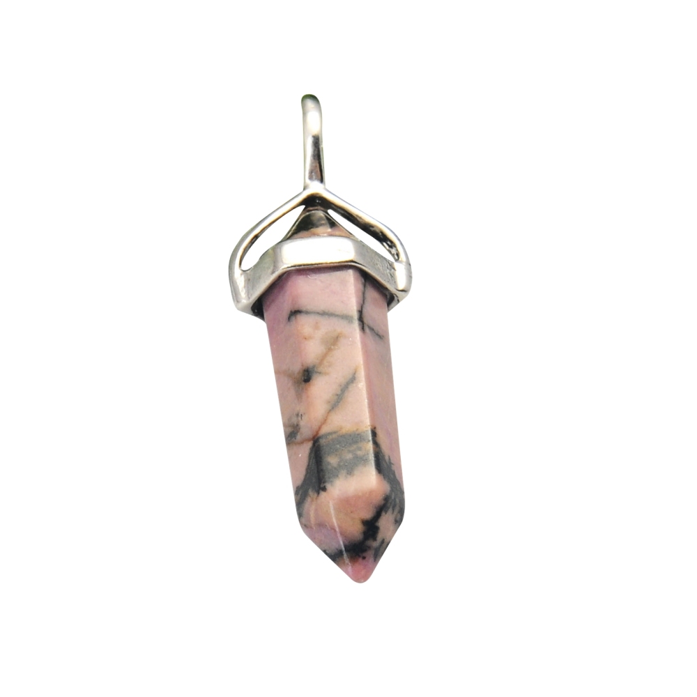 Gold & Silver Hexagonal Cylinder Gemstone Pendant