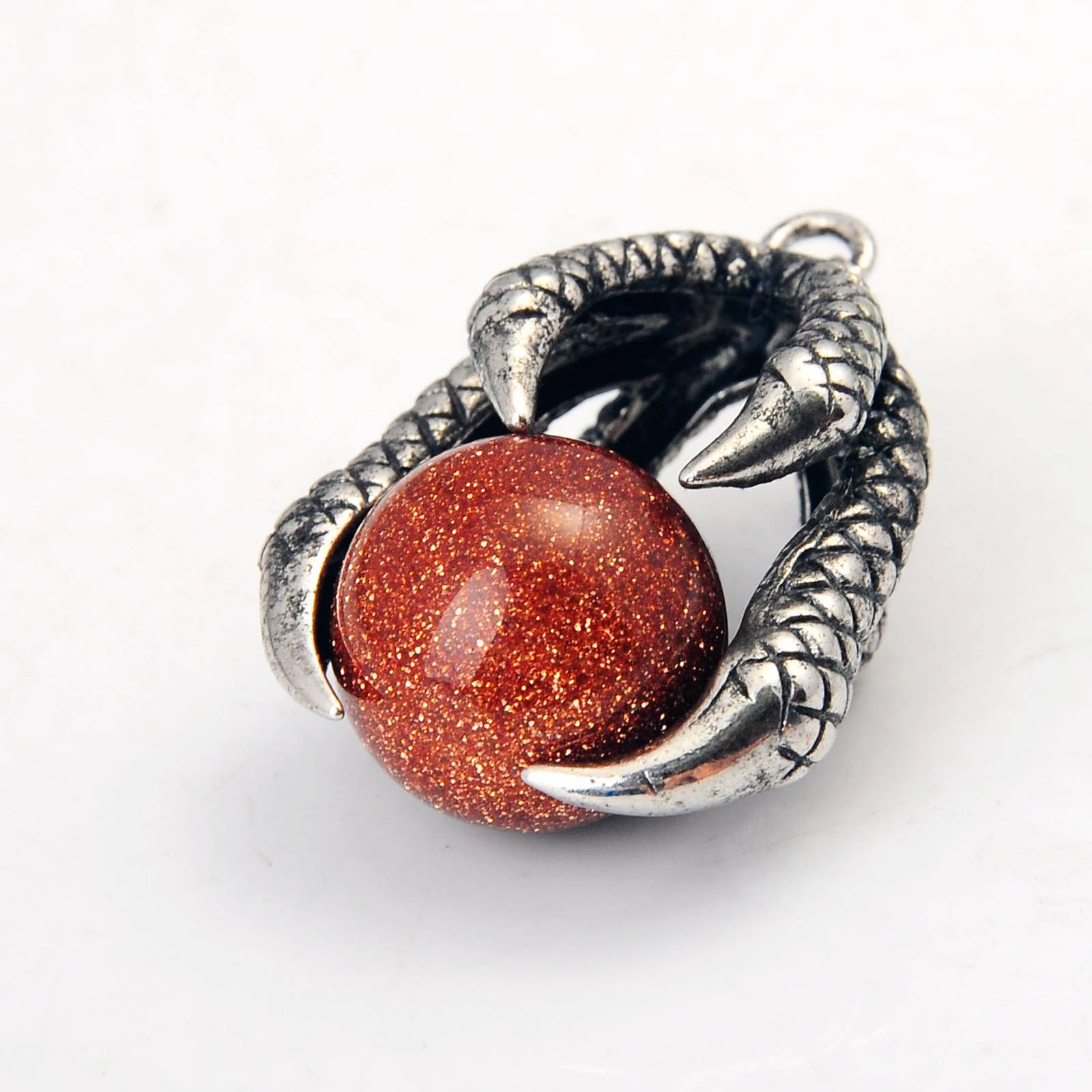 Gemstone Ball Stainless Steel Dragon Claw Pendant