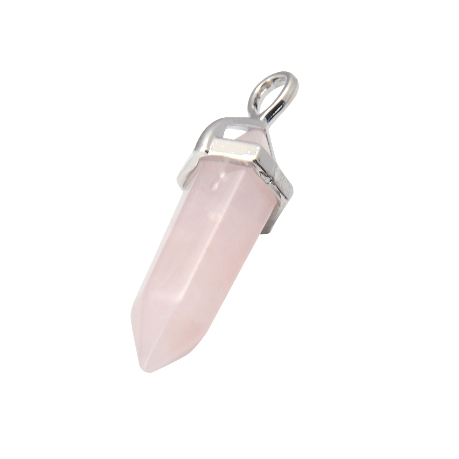 Gold & Silver Hexagonal Cylinder Gemstone Pendant