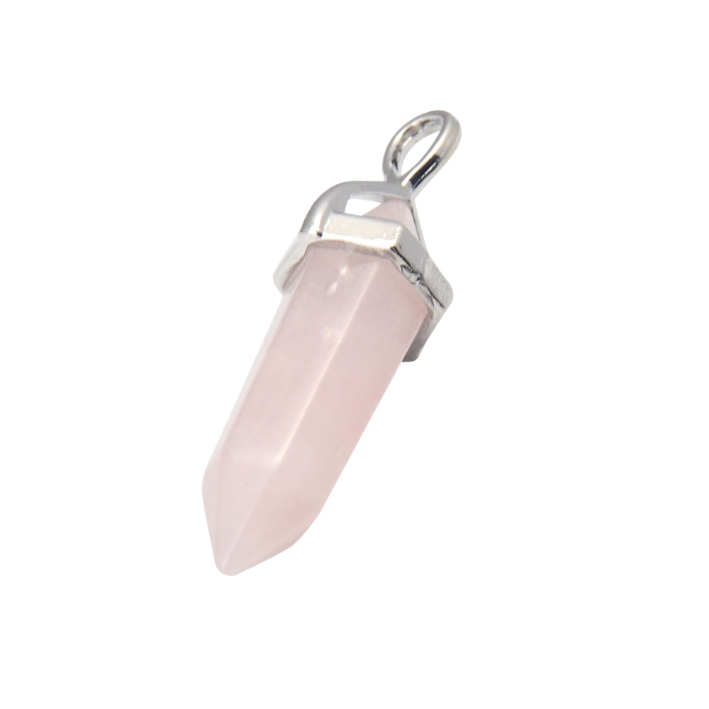 Gold & Silver Hexagonal Cylinder Gemstone Pendant