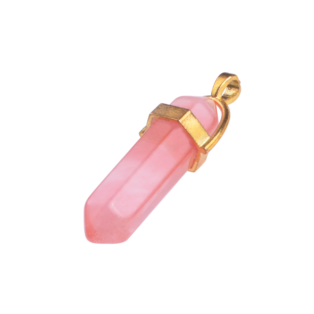 Gold & Silver Hexagonal Cylinder Gemstone Pendant