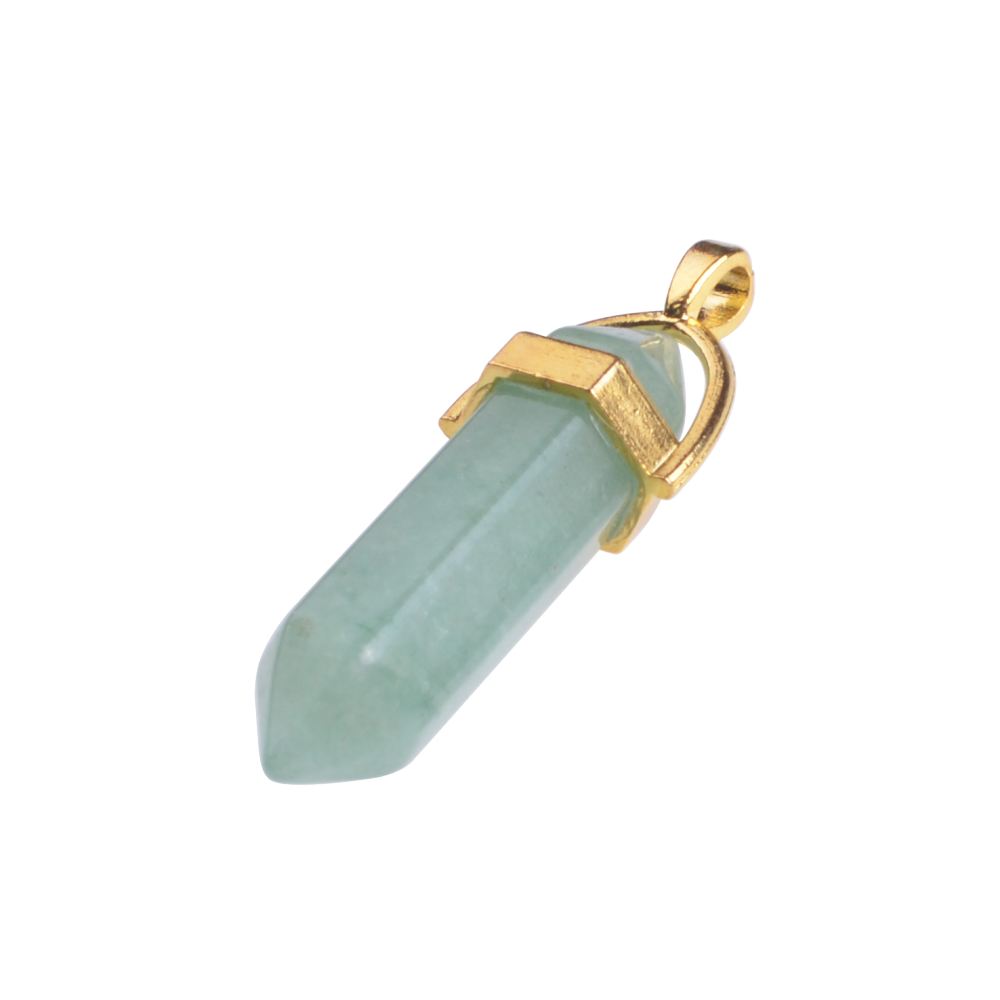 Gold & Silver Hexagonal Cylinder Gemstone Pendant