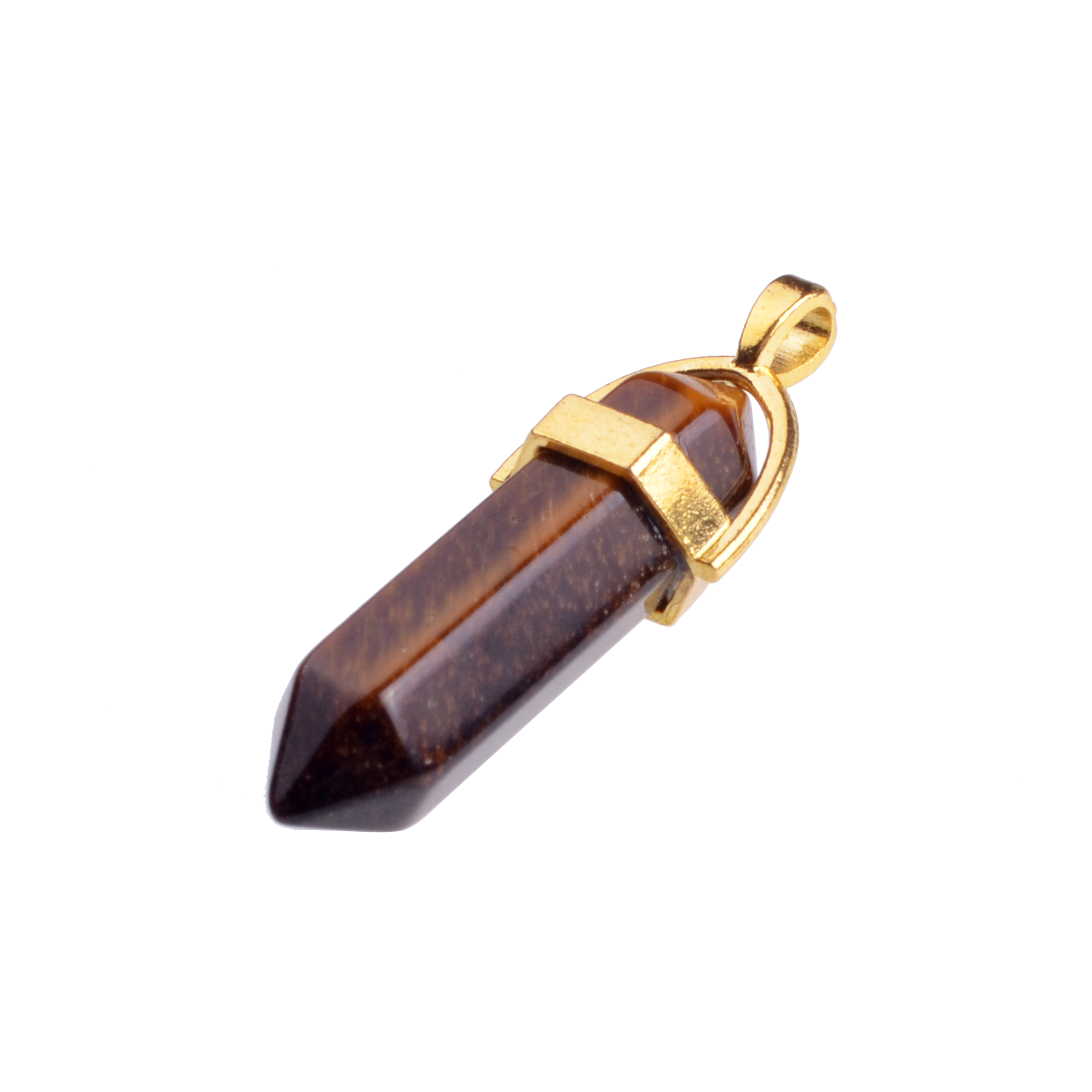 Gold & Silver Hexagonal Cylinder Gemstone Pendant