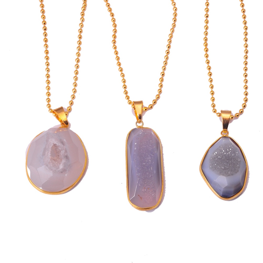 Natural Agate Crystal Cave Pendant