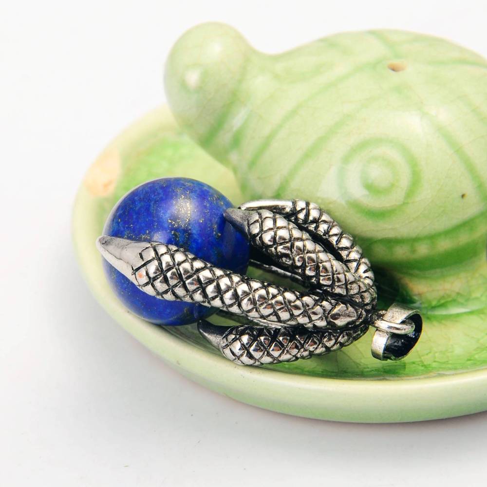 Gemstone Ball Stainless Steel Dragon Claw Pendant