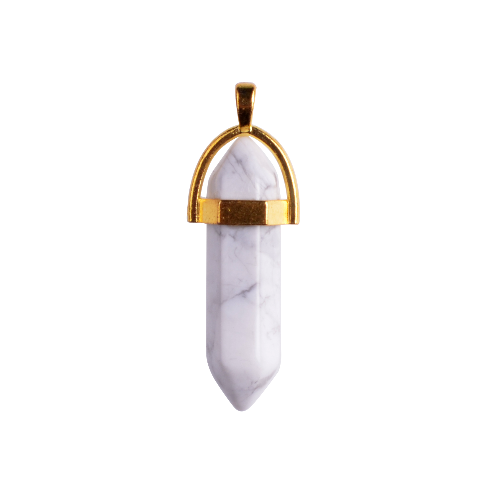 Gold & Silver Hexagonal Cylinder Gemstone Pendant
