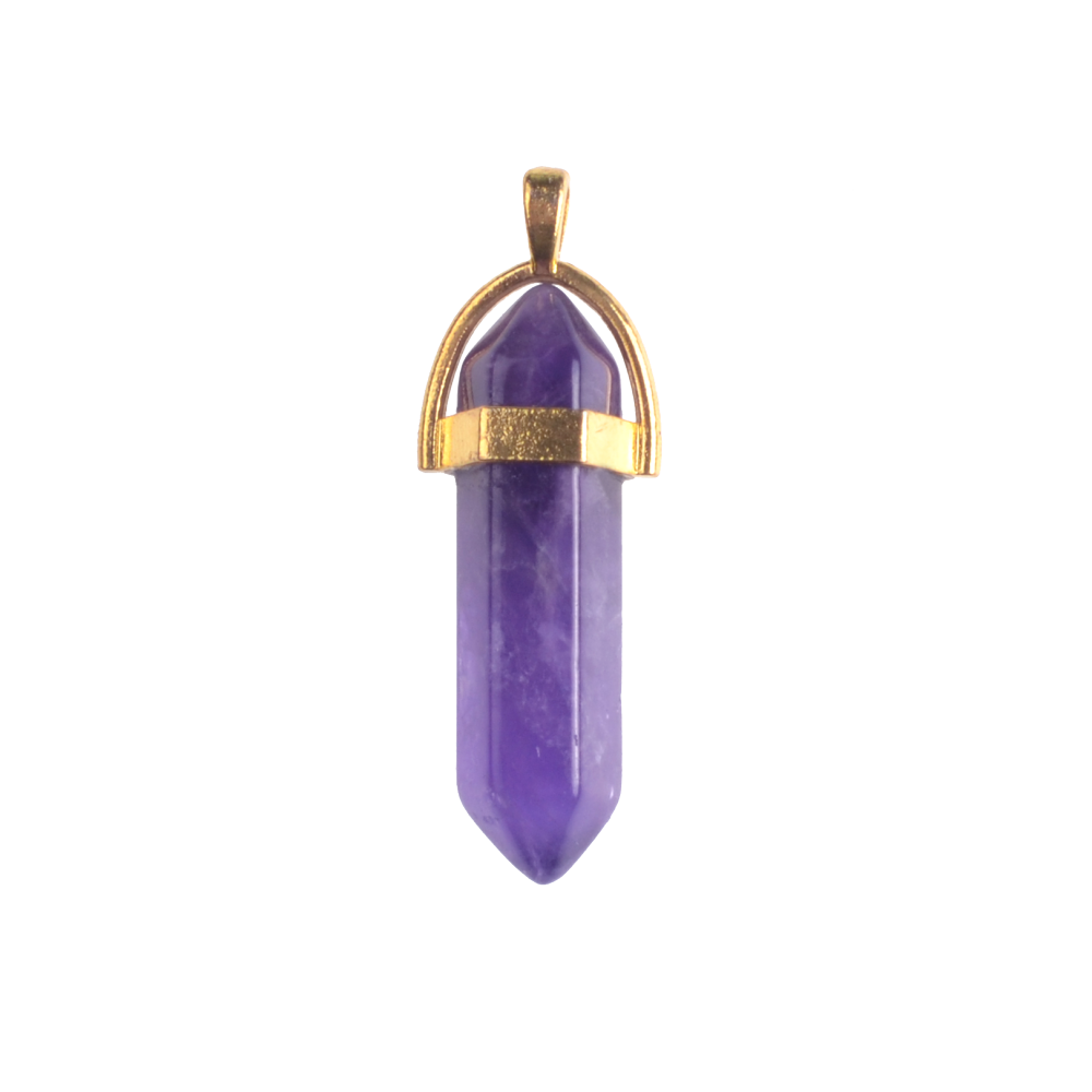 Gold & Silver Hexagonal Cylinder Gemstone Pendant
