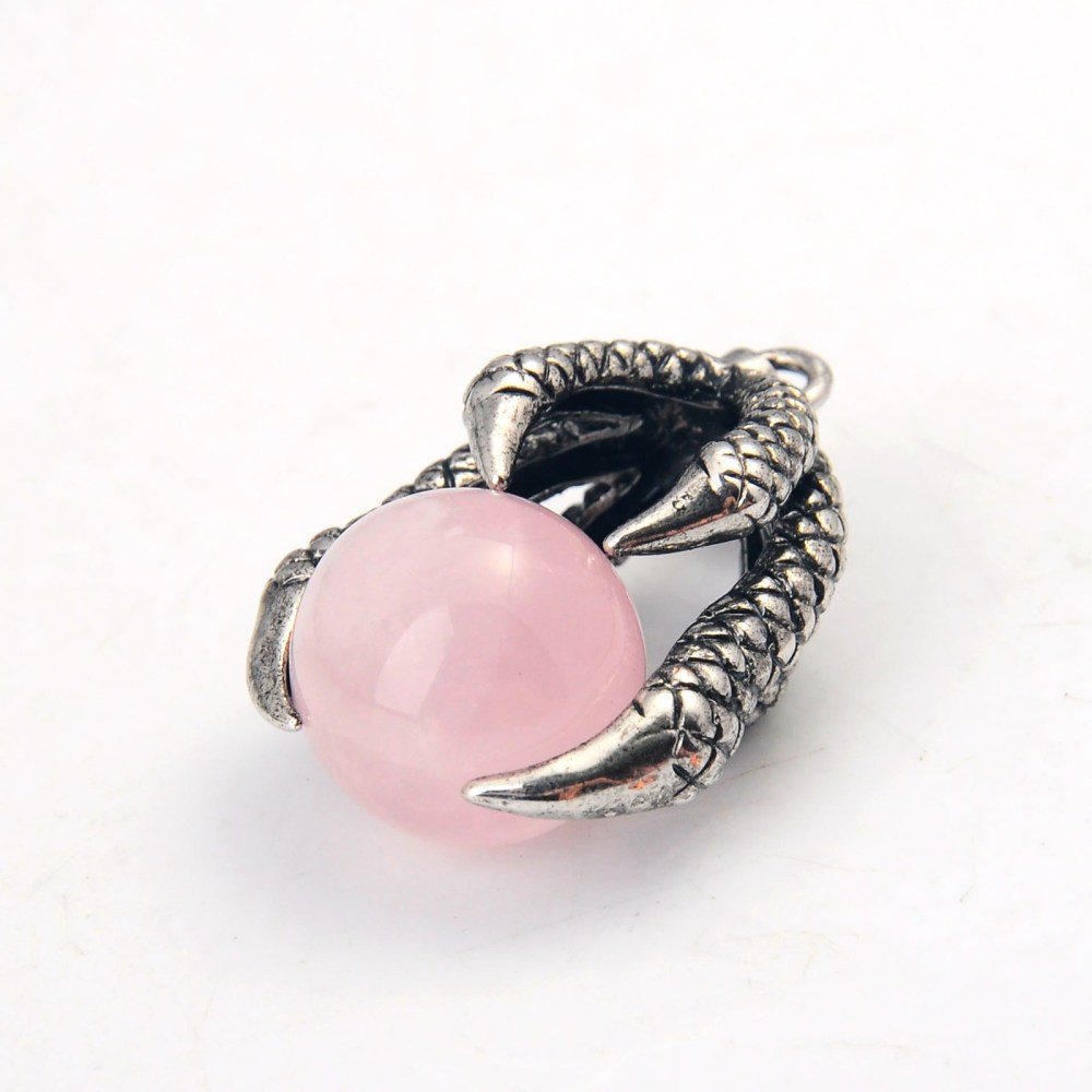 Gemstone Ball Stainless Steel Dragon Claw Pendant