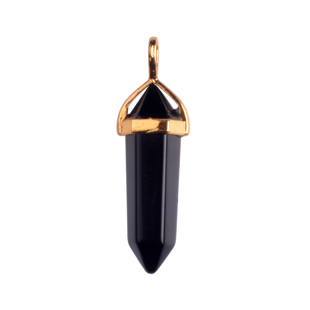 Gold & Silver Hexagonal Cylinder Gemstone Pendant