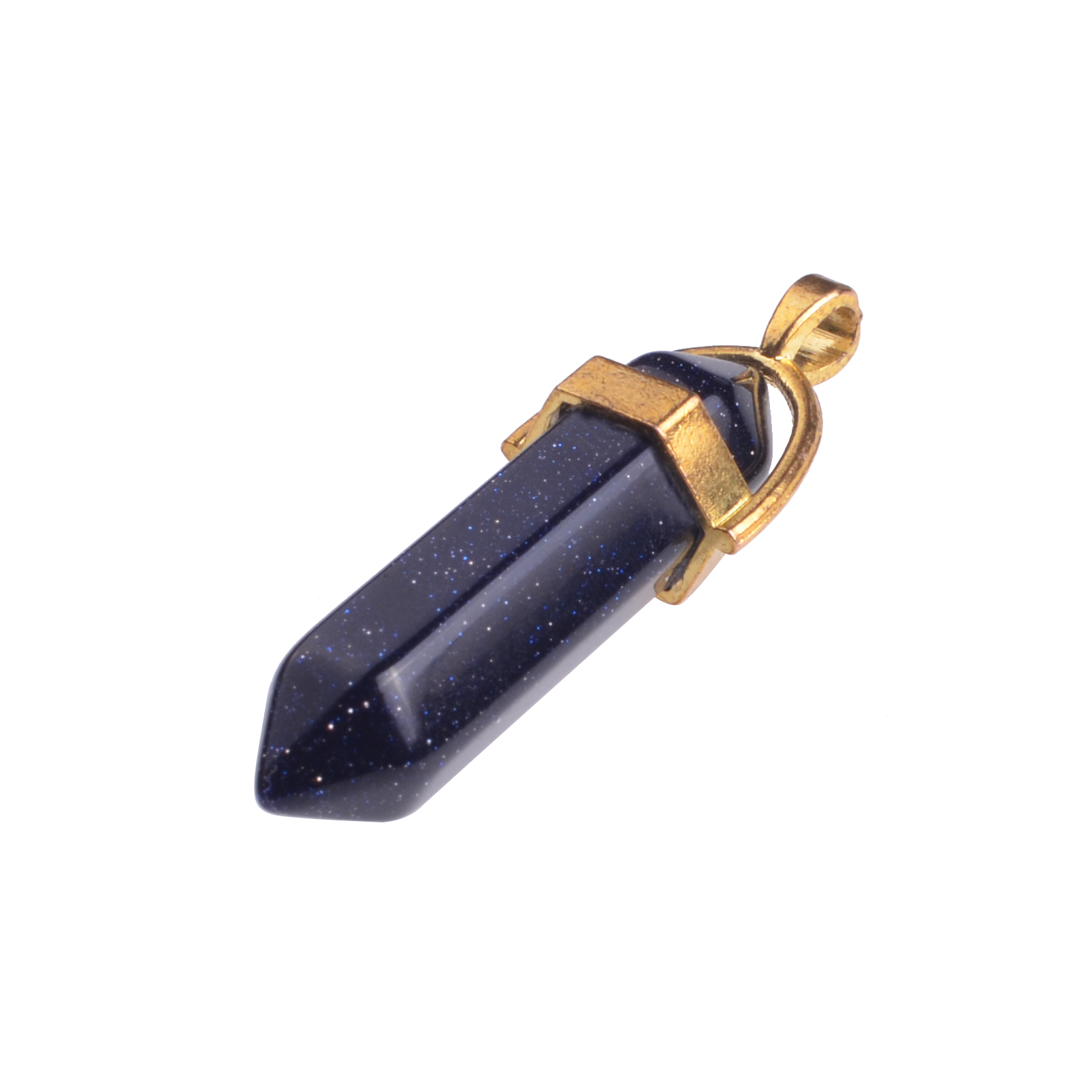 Gold & Silver Hexagonal Cylinder Gemstone Pendant