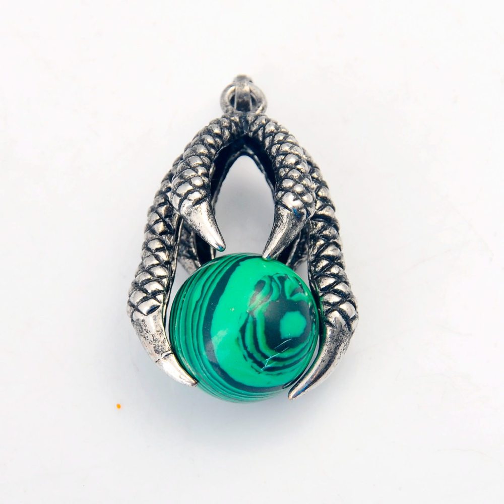 Gemstone Ball Stainless Steel Dragon Claw Pendant