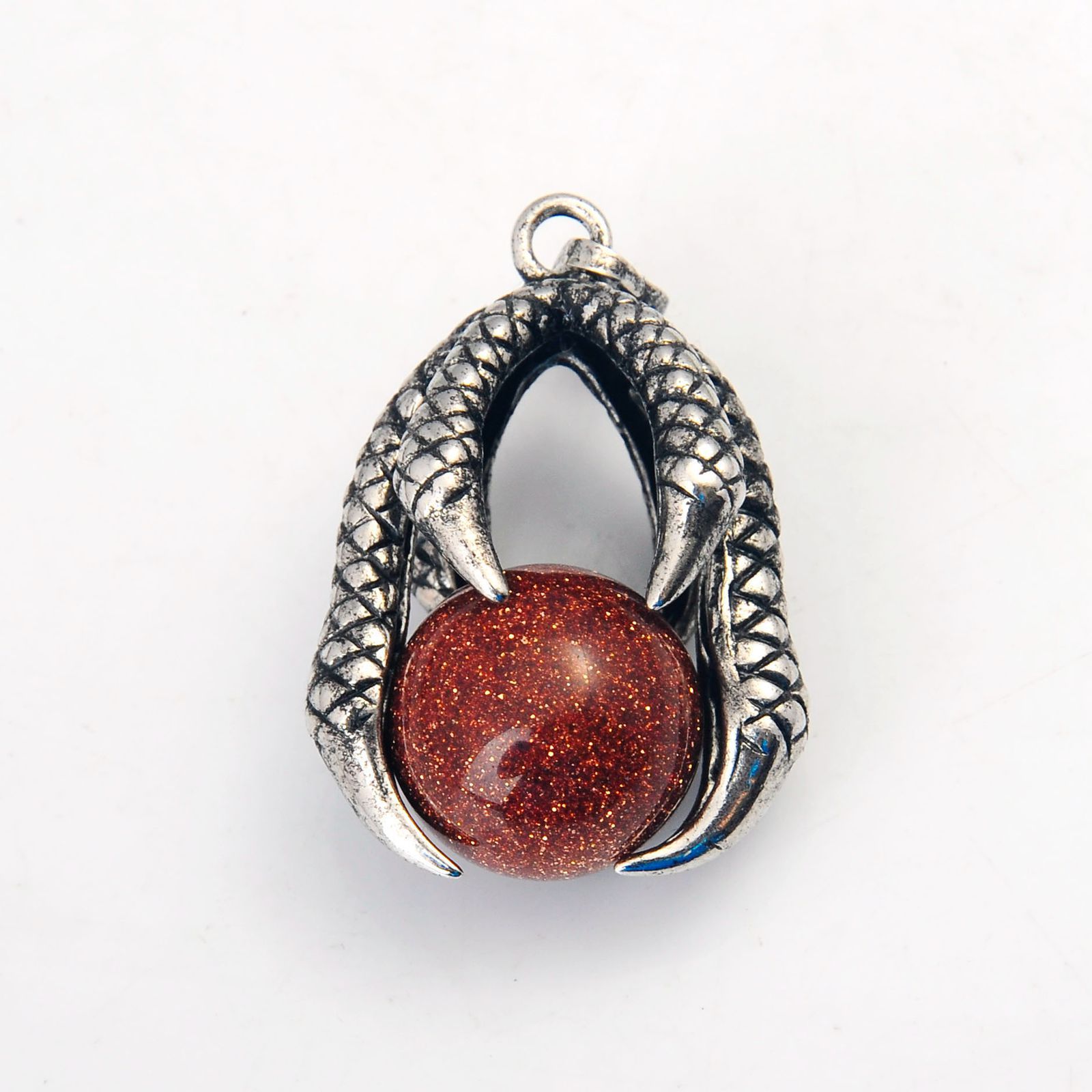 Gemstone Ball Stainless Steel Dragon Claw Pendant