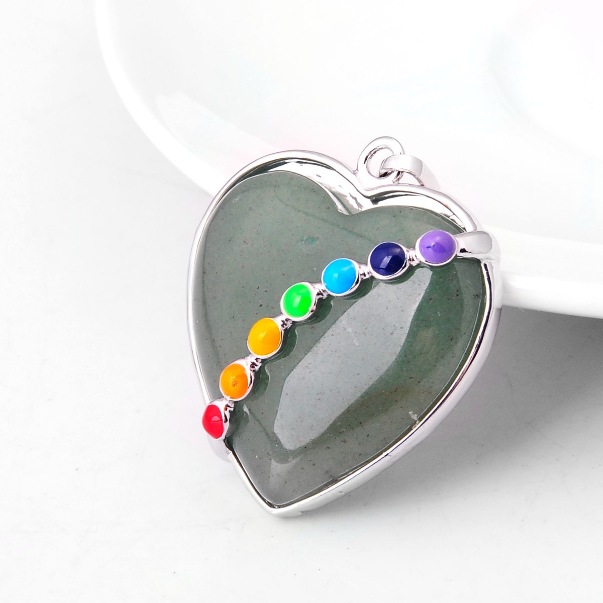 7 Chakra Heart Gemstone Pendant