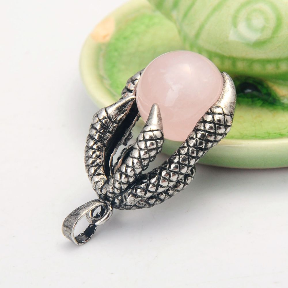 Gemstone Ball Stainless Steel Dragon Claw Pendant