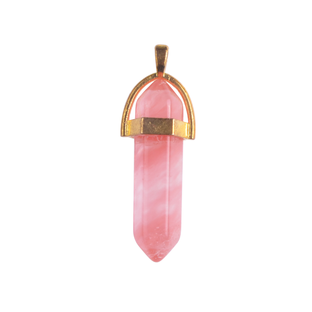 Gold & Silver Hexagonal Cylinder Gemstone Pendant