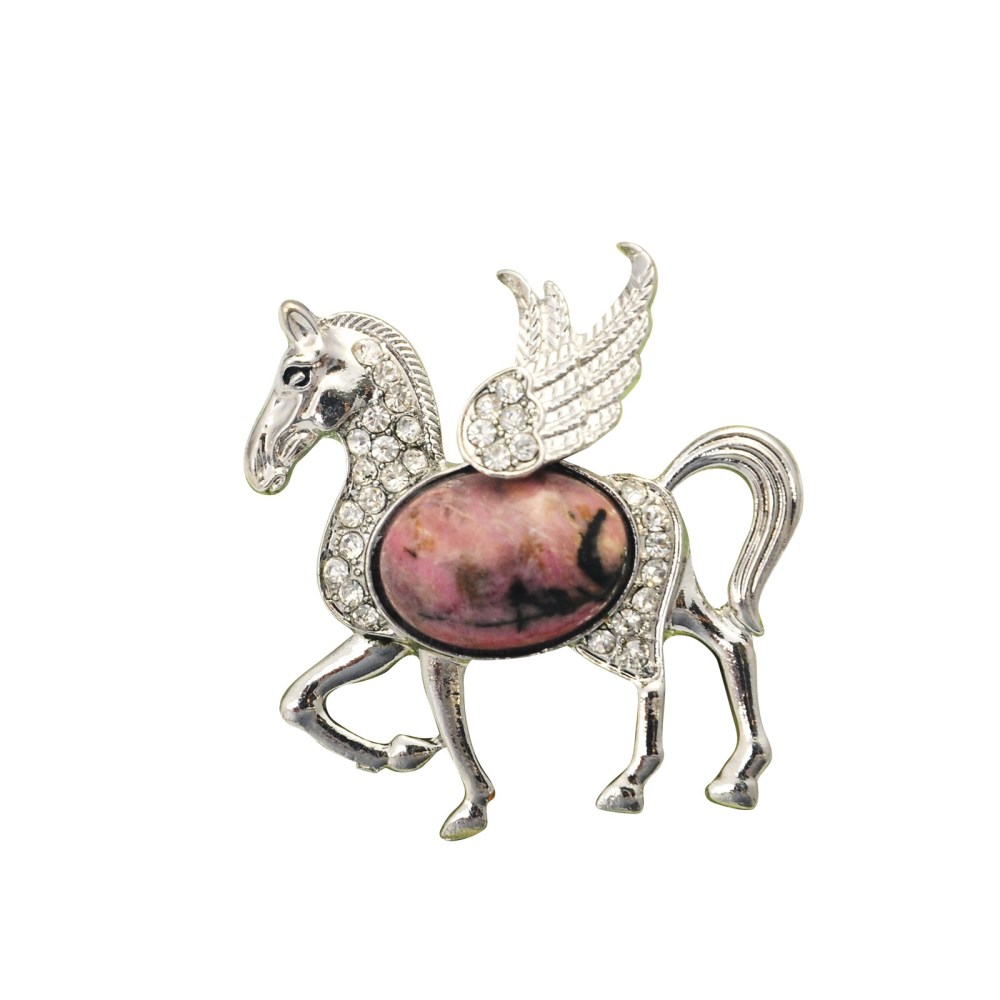 Silver Rhinestone Pegasus Gemstone Pendant