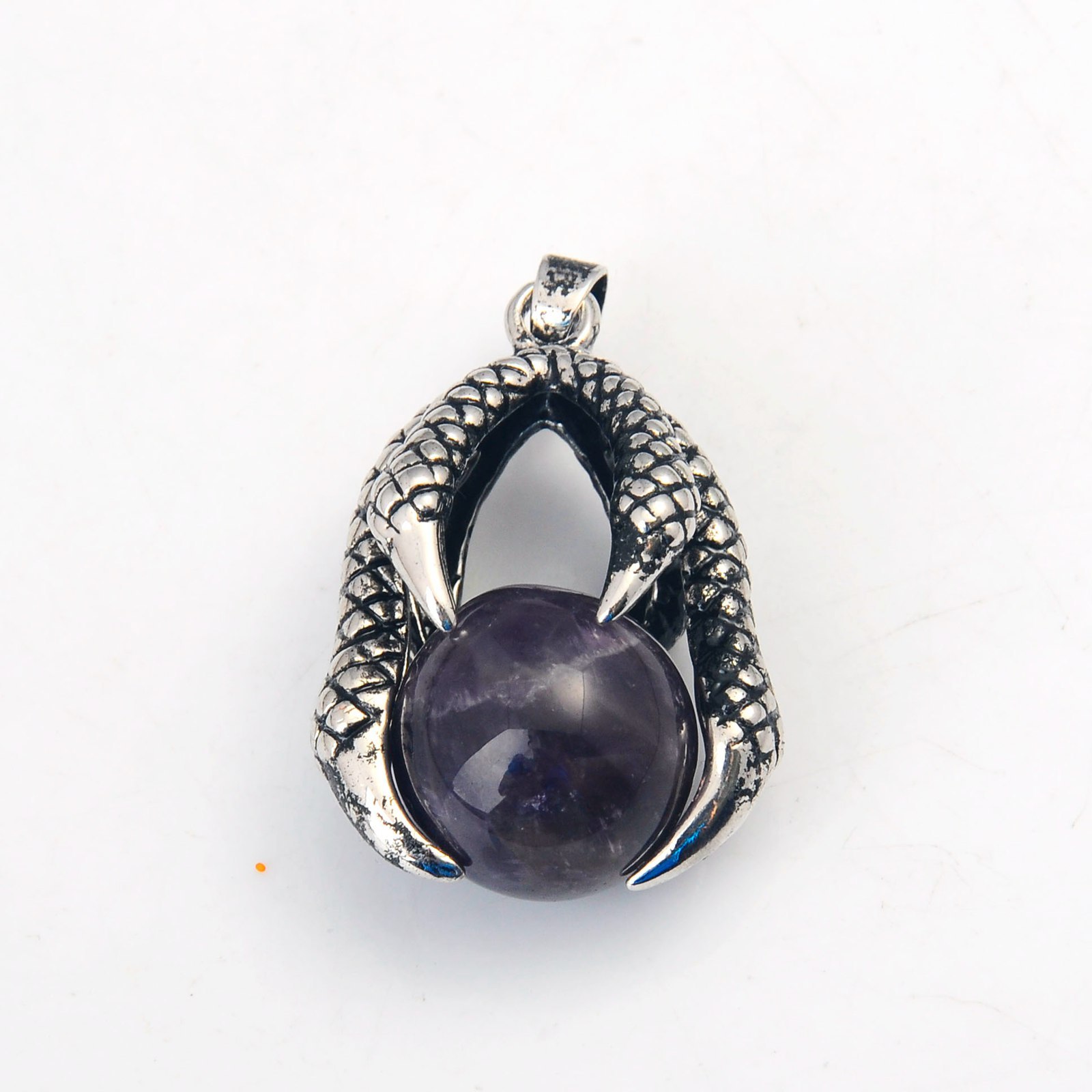 Gemstone Ball Stainless Steel Dragon Claw Pendant