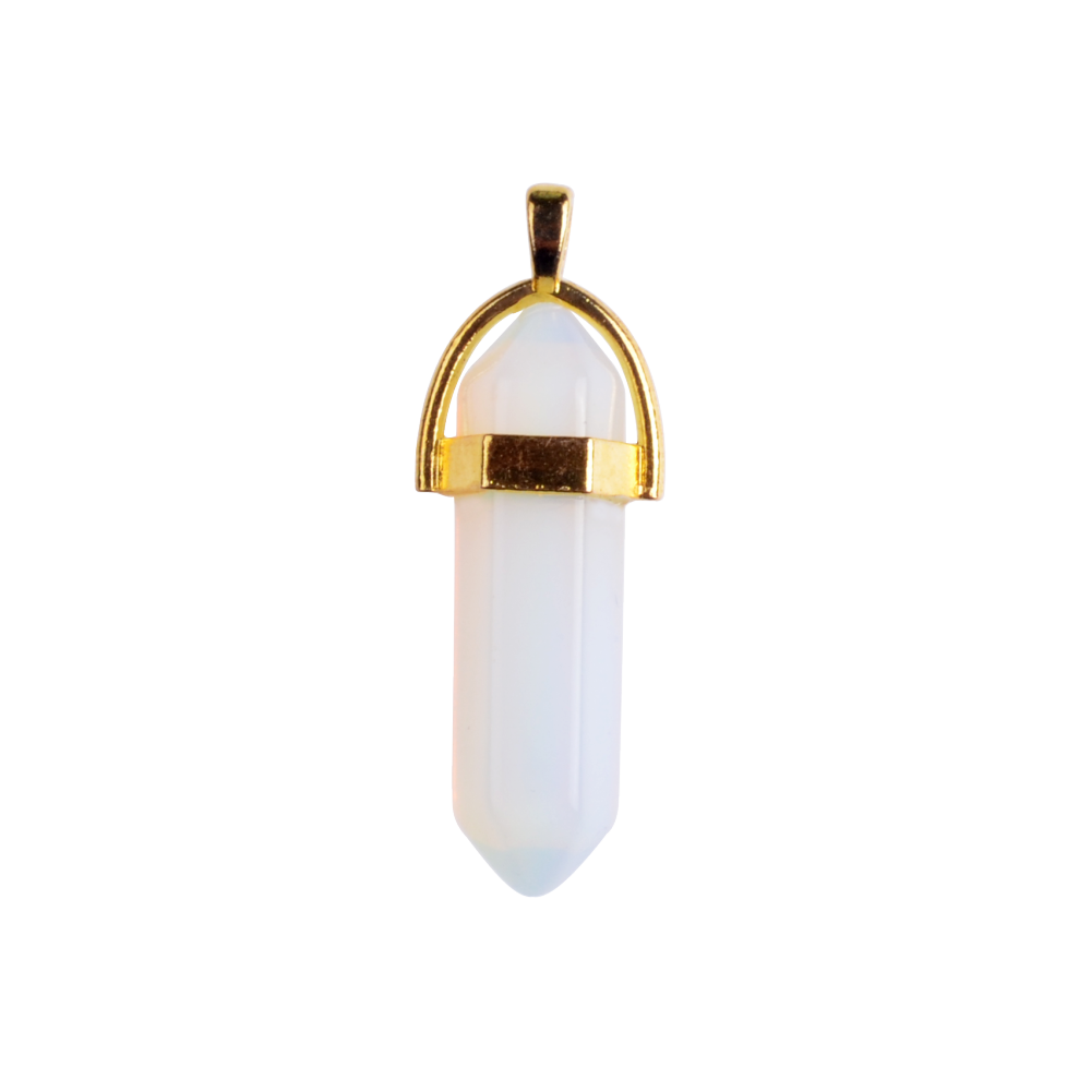 Gold & Silver Hexagonal Cylinder Gemstone Pendant