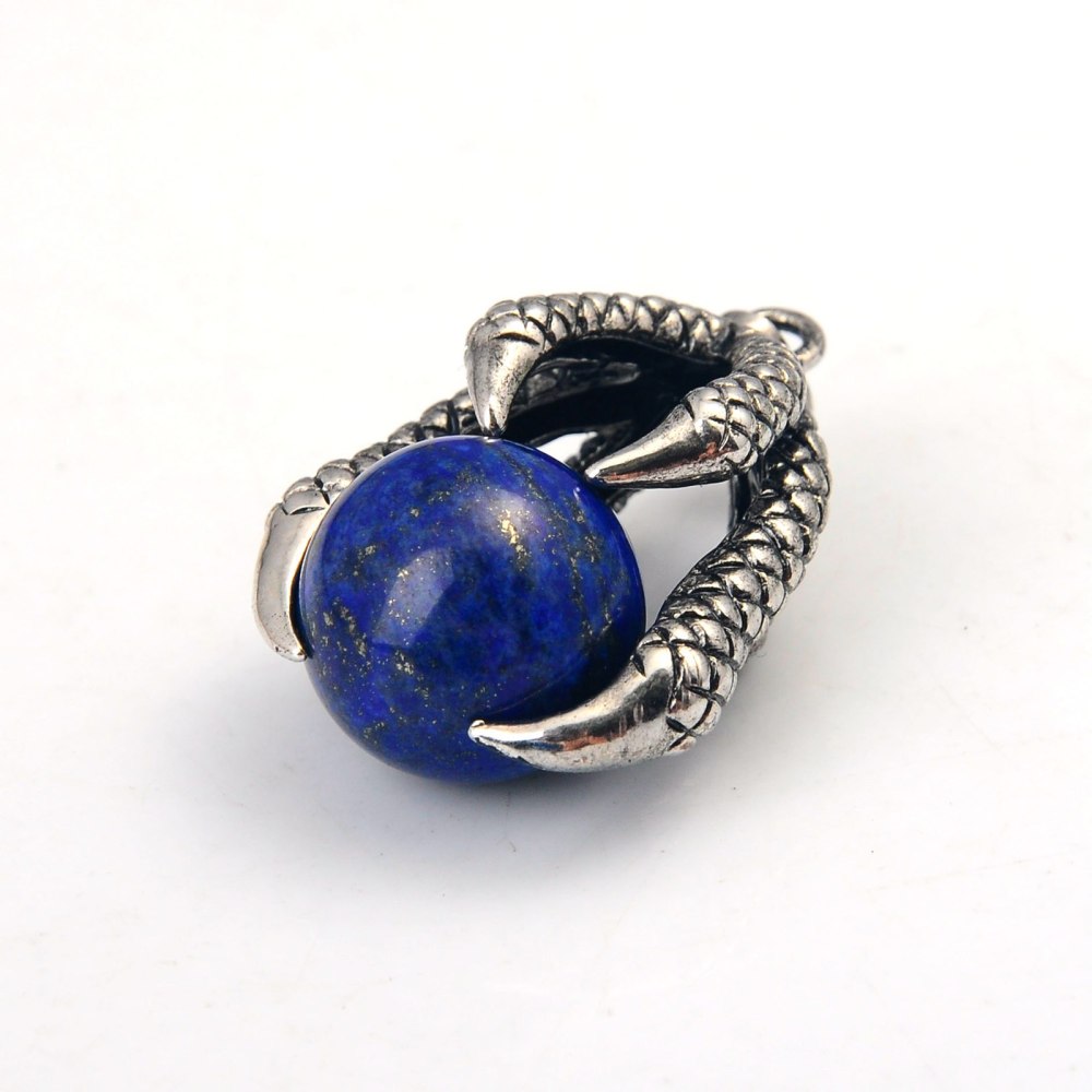 Gemstone Ball Stainless Steel Dragon Claw Pendant