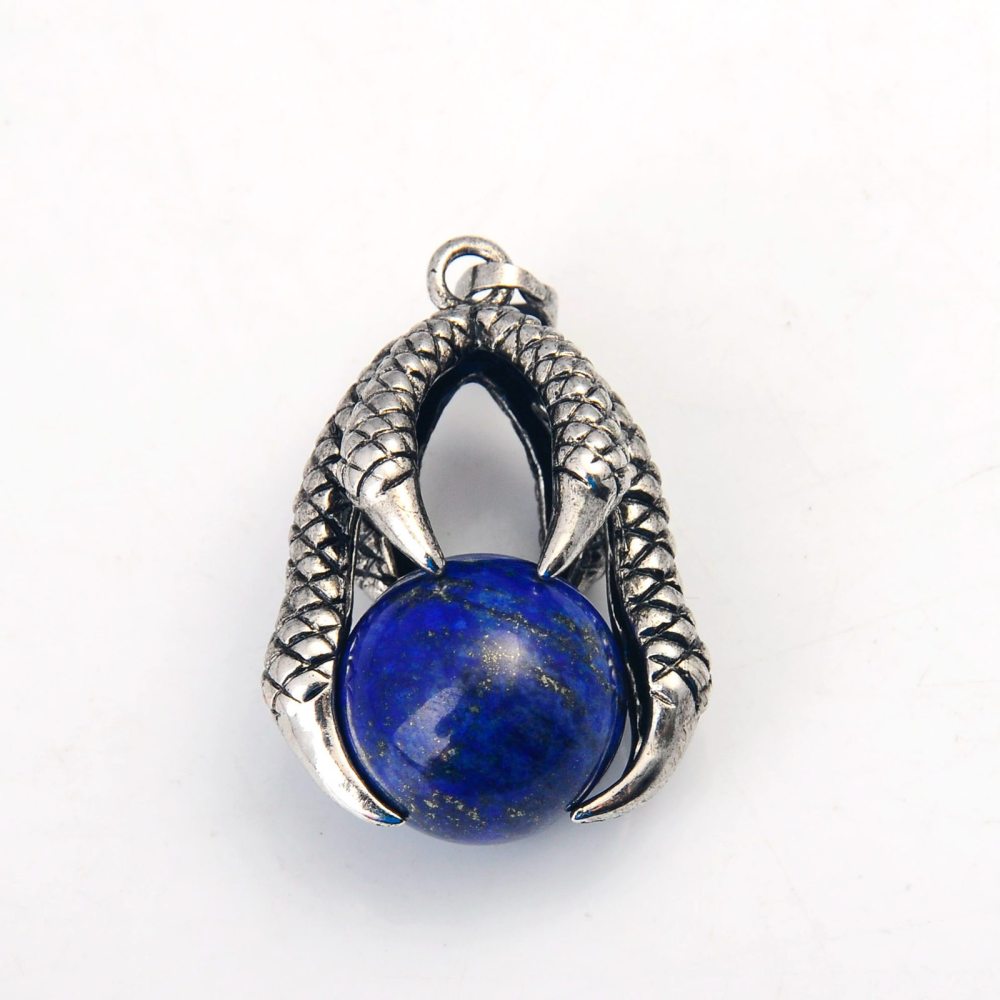 Gemstone Ball Stainless Steel Dragon Claw Pendant