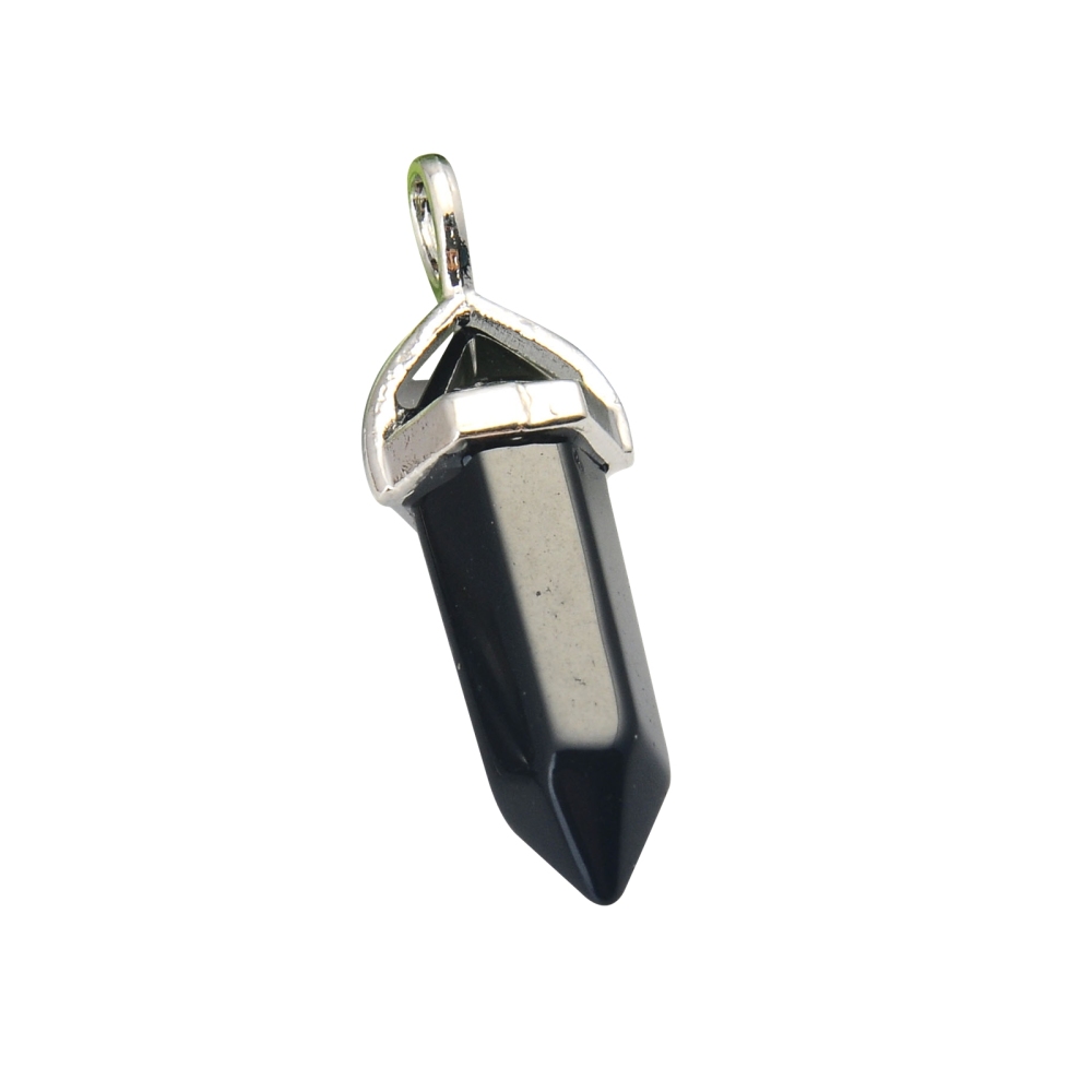 Gold & Silver Hexagonal Cylinder Gemstone Pendant