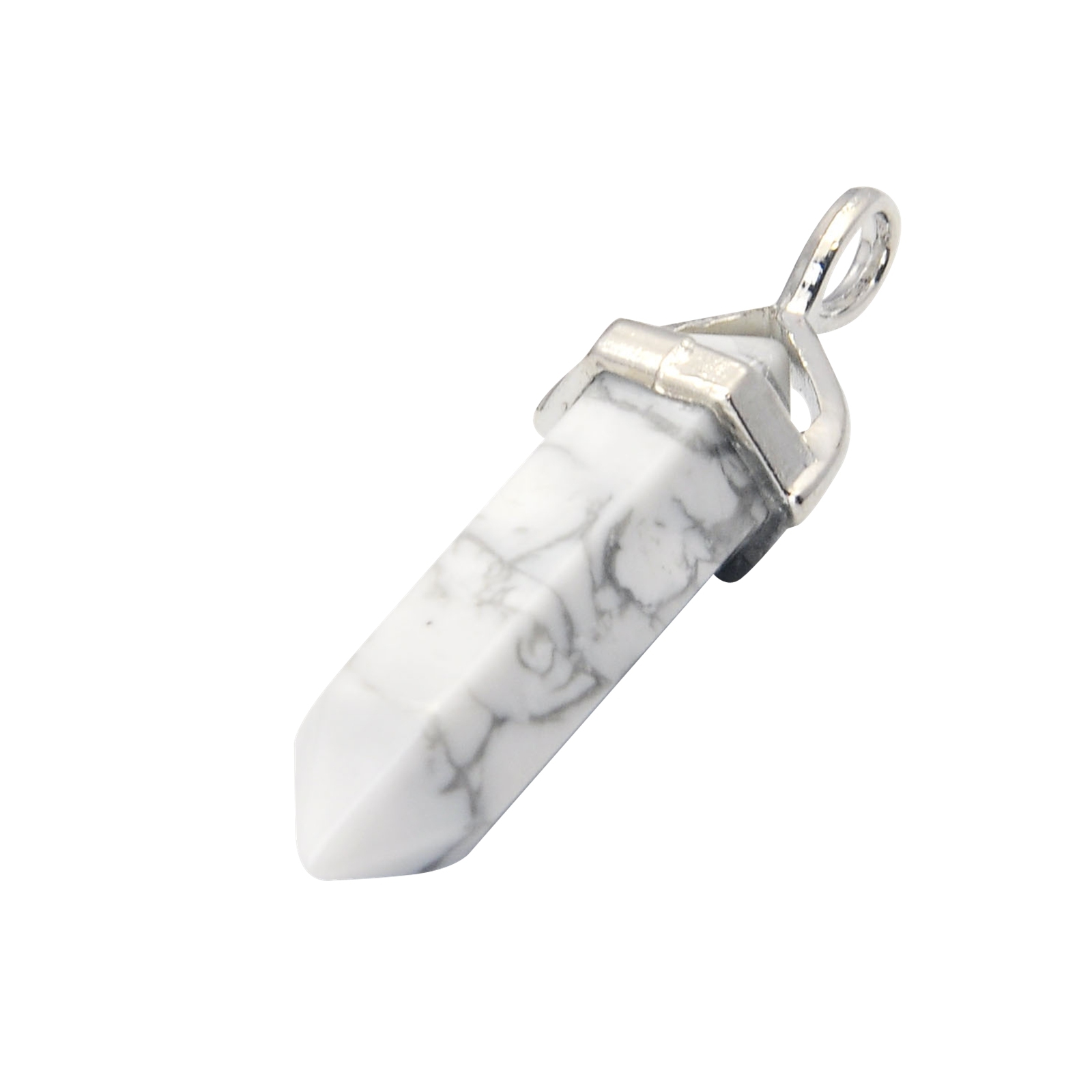 Gold & Silver Hexagonal Cylinder Gemstone Pendant