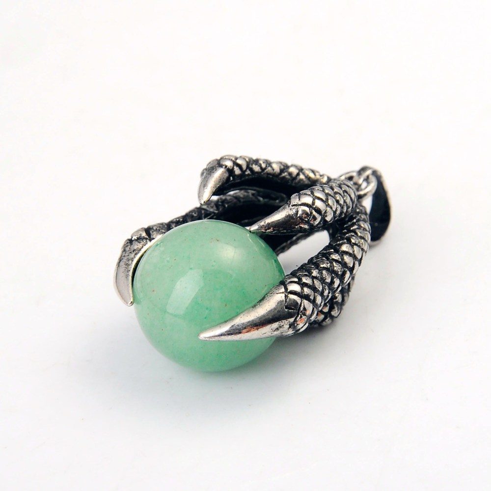 Gemstone Ball Stainless Steel Dragon Claw Pendant