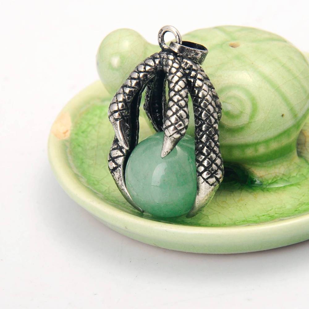 Gemstone Ball Stainless Steel Dragon Claw Pendant