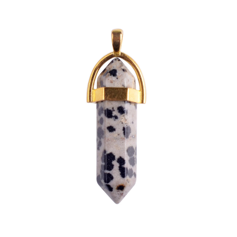 Gold & Silver Hexagonal Cylinder Gemstone Pendant