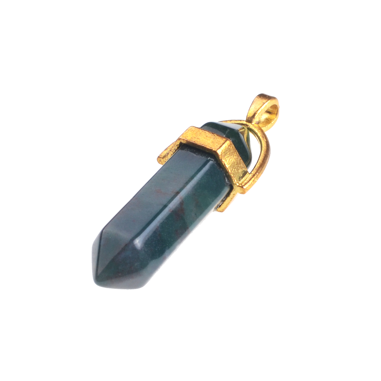 Gold & Silver Hexagonal Cylinder Gemstone Pendant