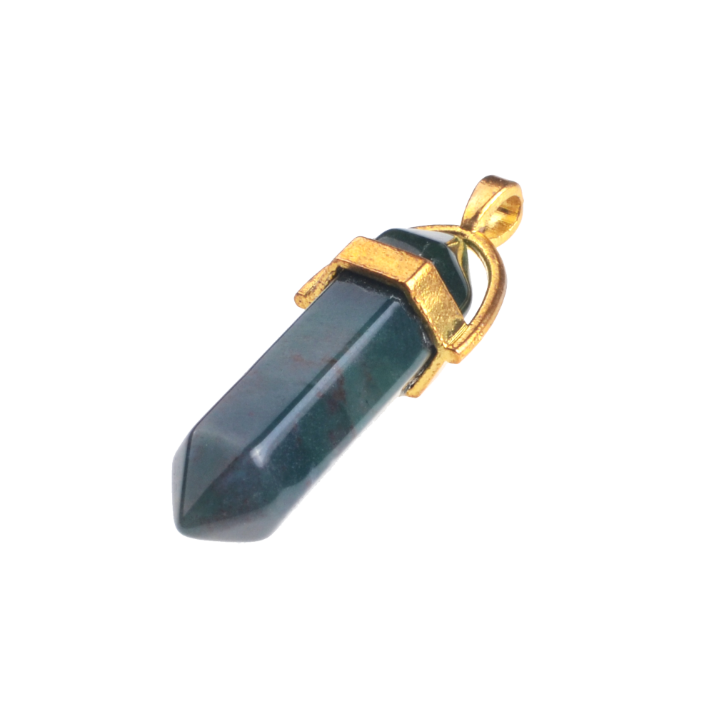 Gold & Silver Hexagonal Cylinder Gemstone Pendant