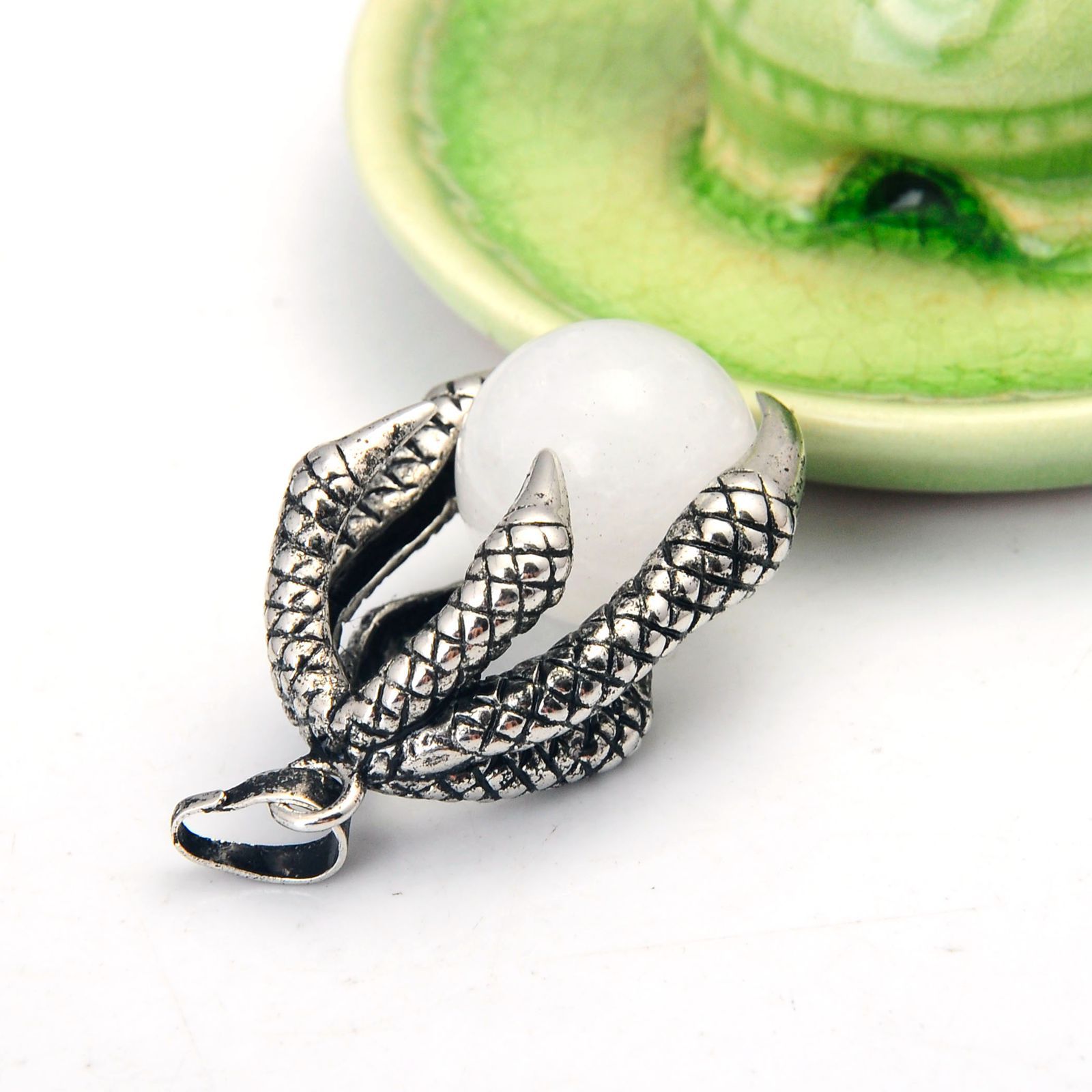 Gemstone Ball Stainless Steel Dragon Claw Pendant