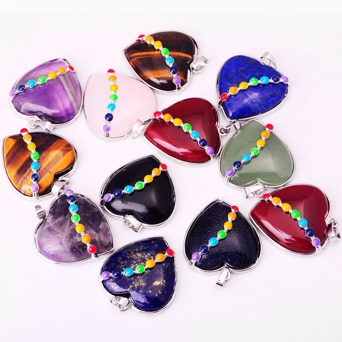 7 Chakra Heart Gemstone Pendant