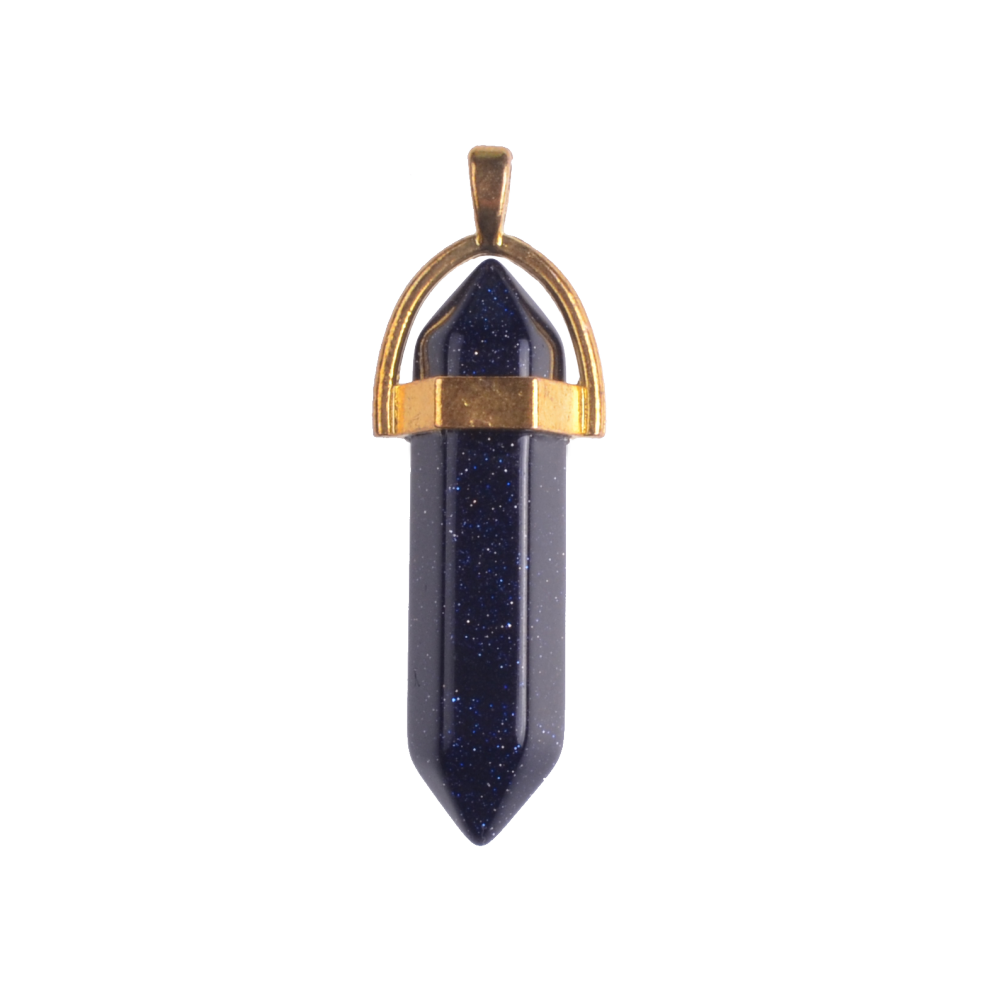 Gold & Silver Hexagonal Cylinder Gemstone Pendant