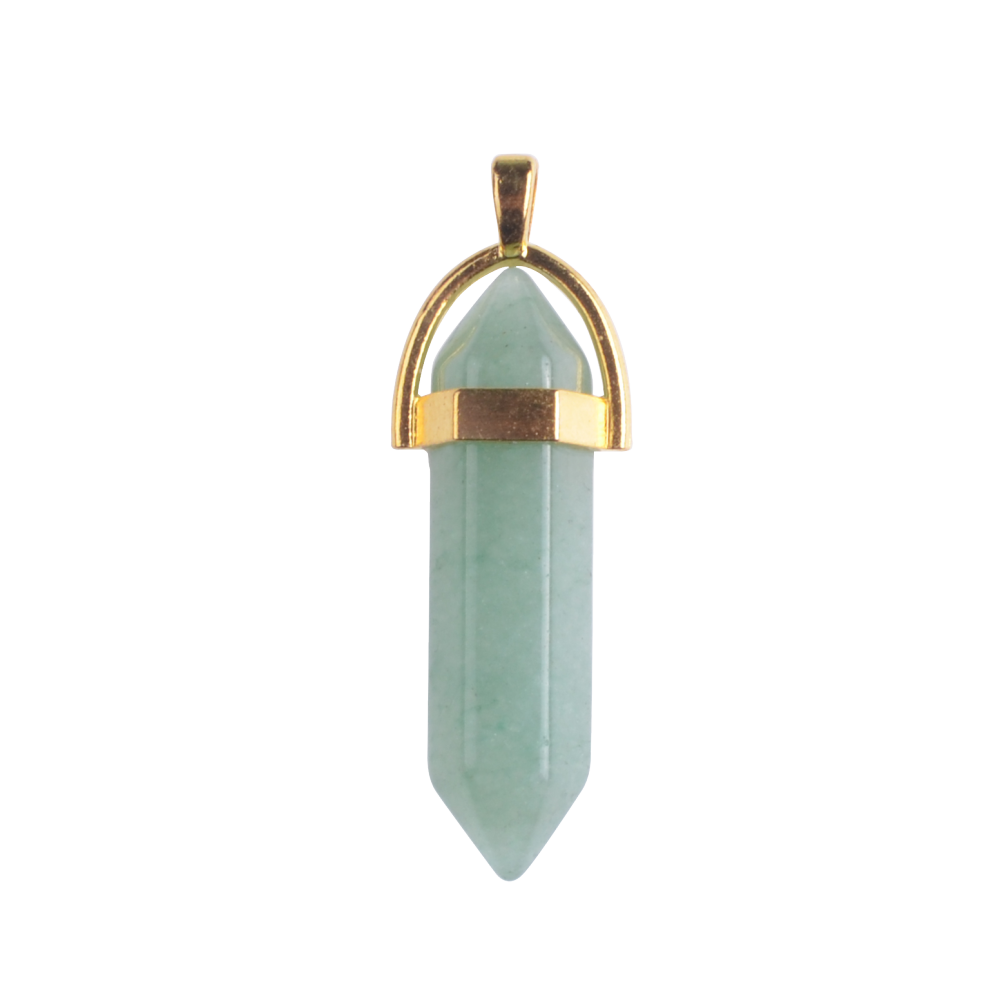 Gold & Silver Hexagonal Cylinder Gemstone Pendant