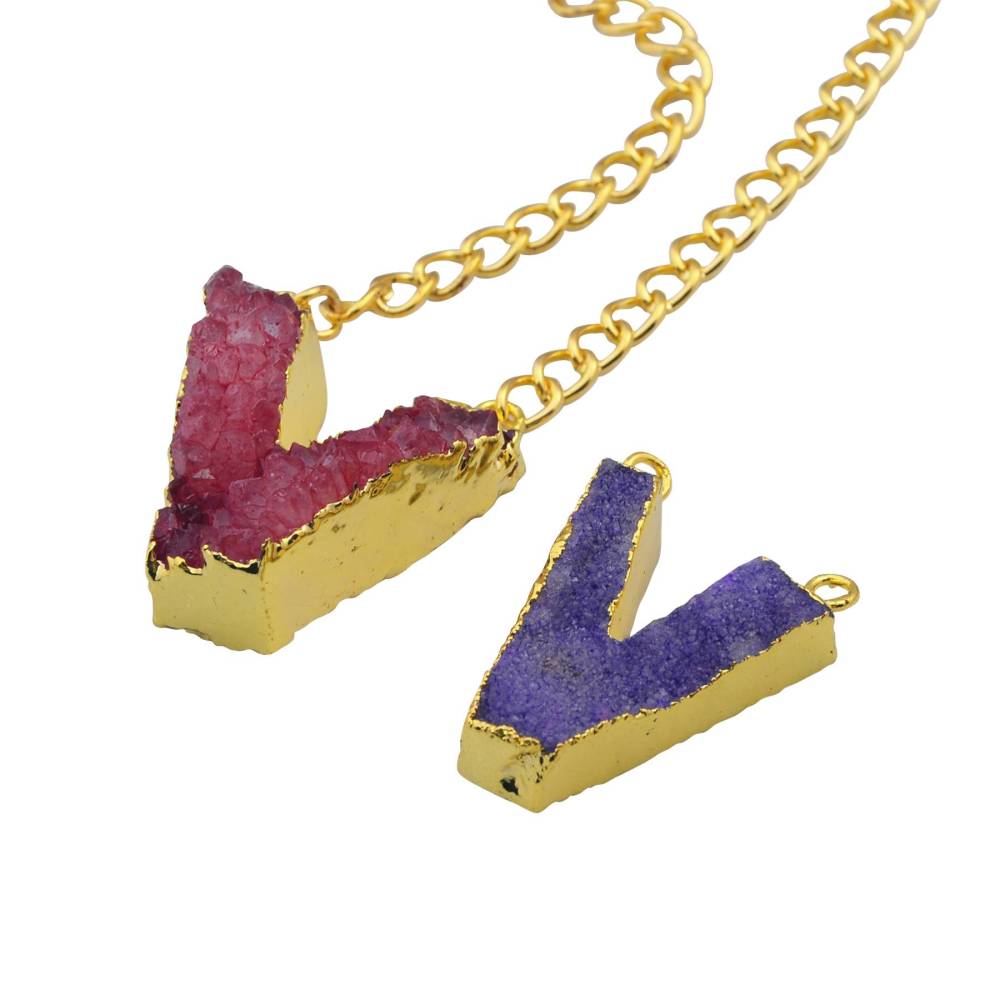 Gilded Drusy Crystal Cluster Pendant