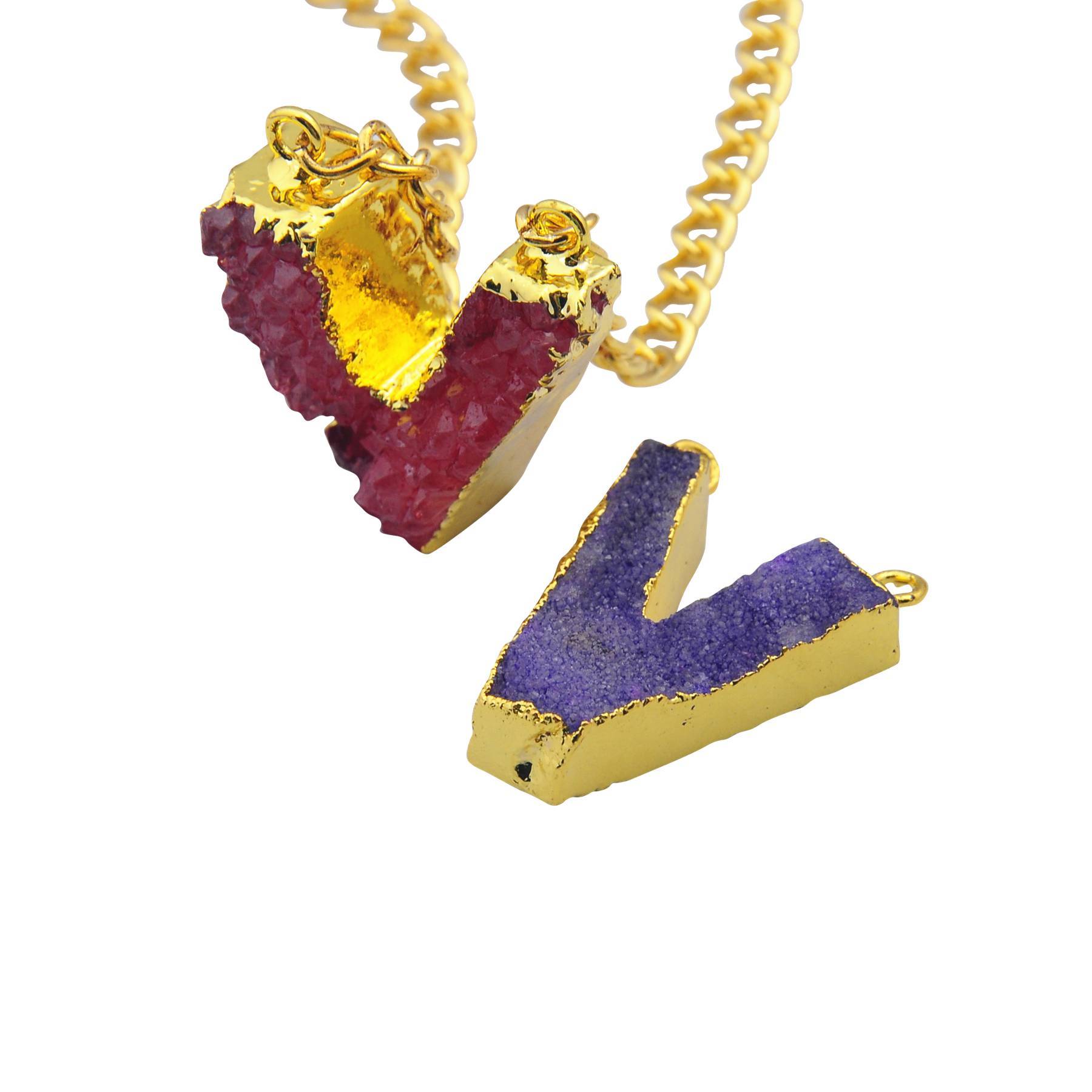 Gilded Drusy Crystal Cluster Pendant