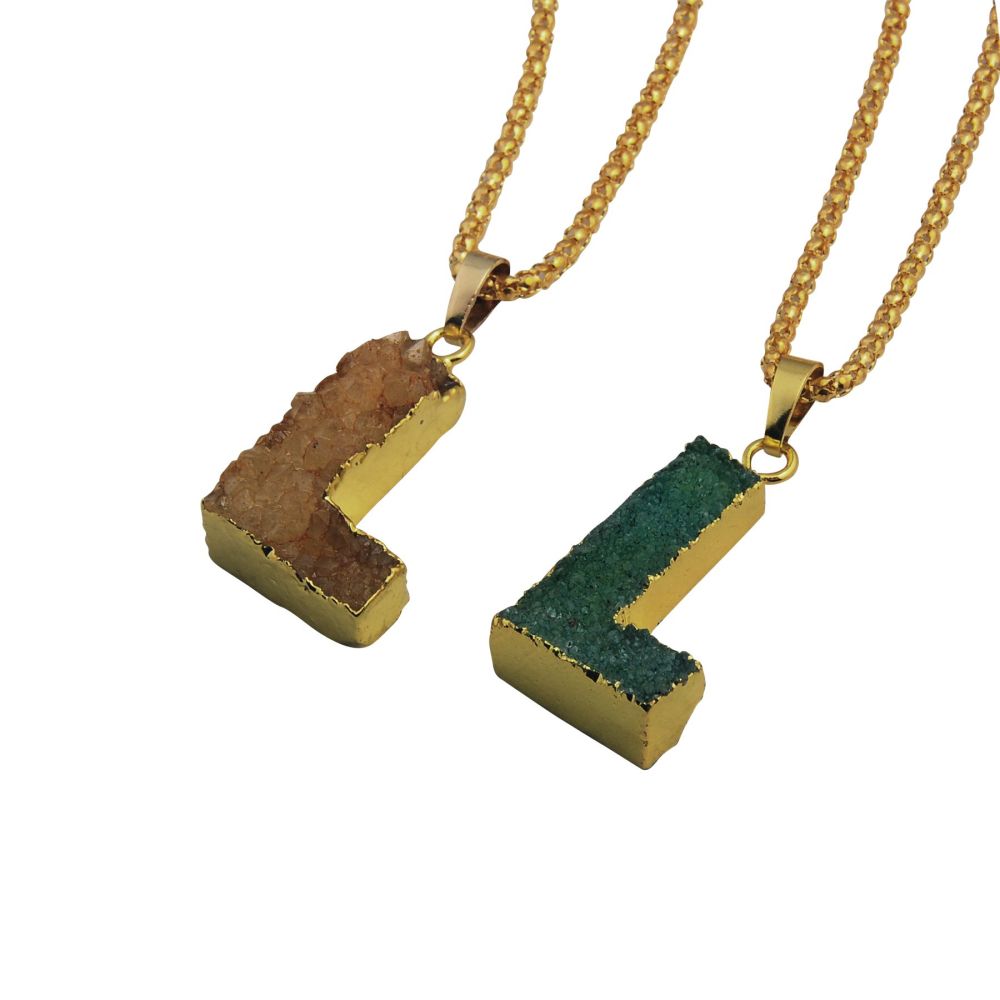 Gilded Drusy Crystal Cluster Pendant