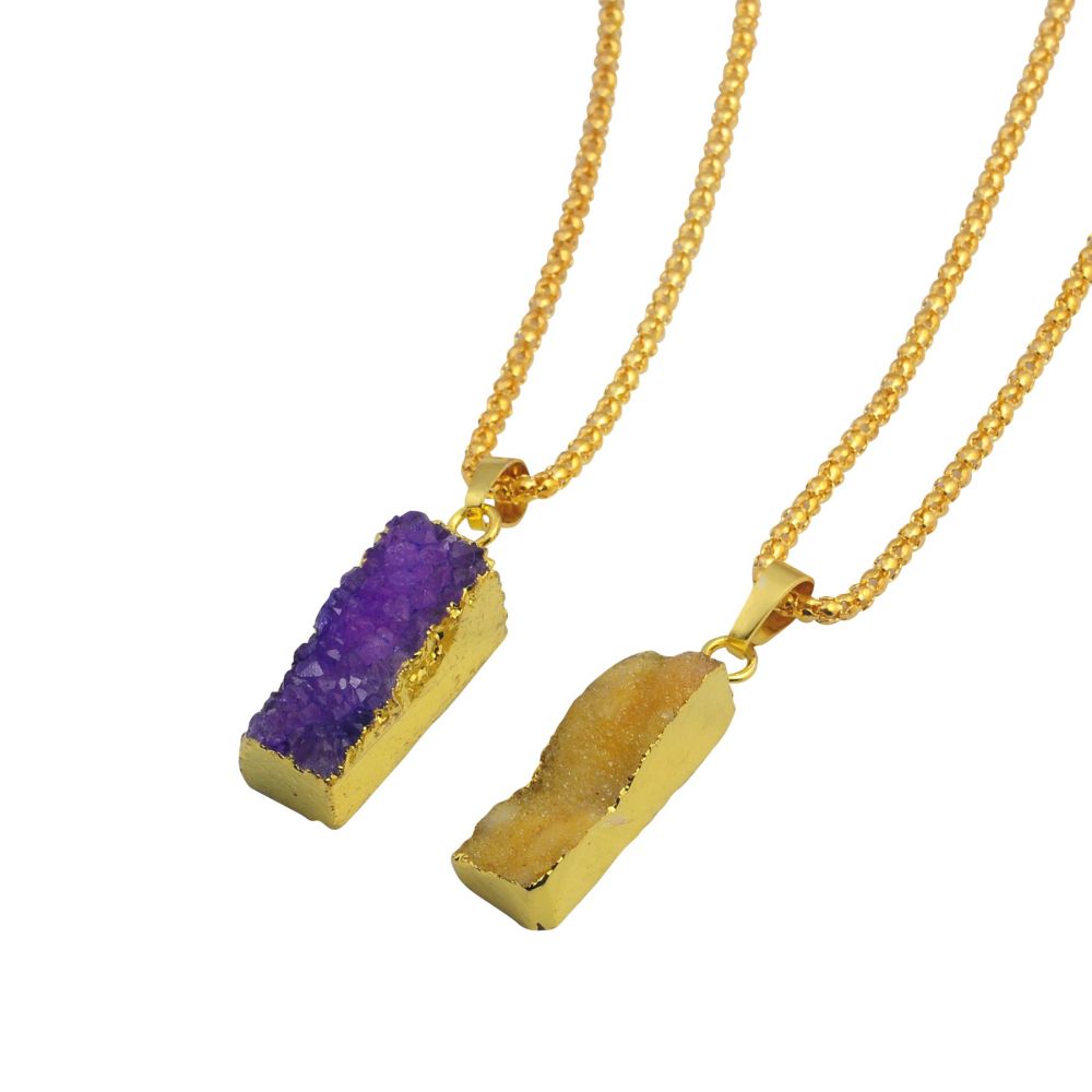Gilded Drusy Crystal Cluster Pendant