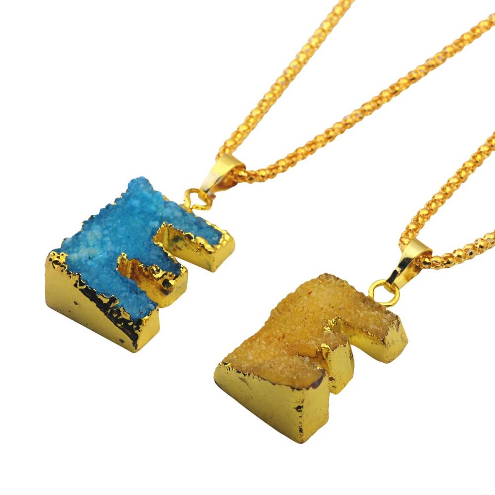 Gilded Drusy Crystal Cluster Pendant