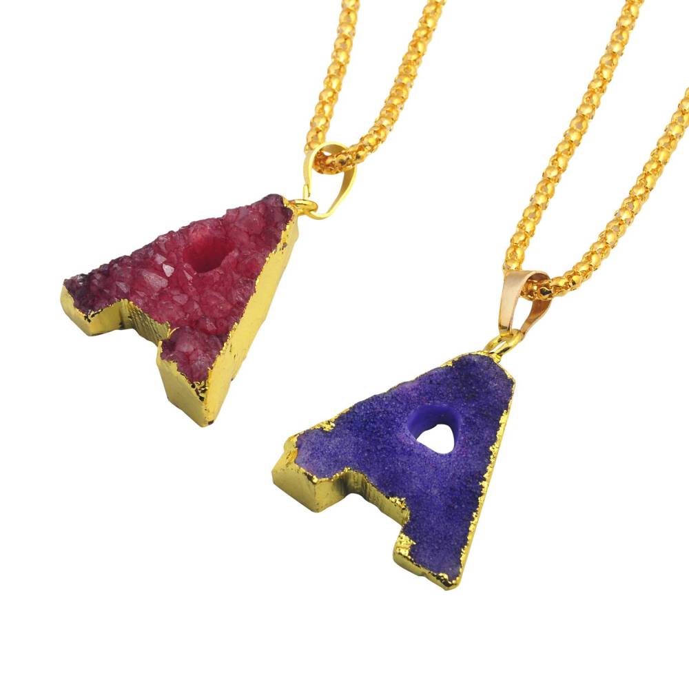 Gilded Drusy Crystal Cluster Pendant