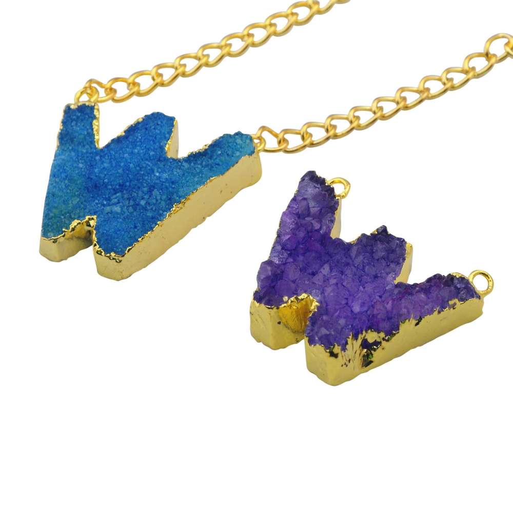Gilded Drusy Crystal Cluster Pendant