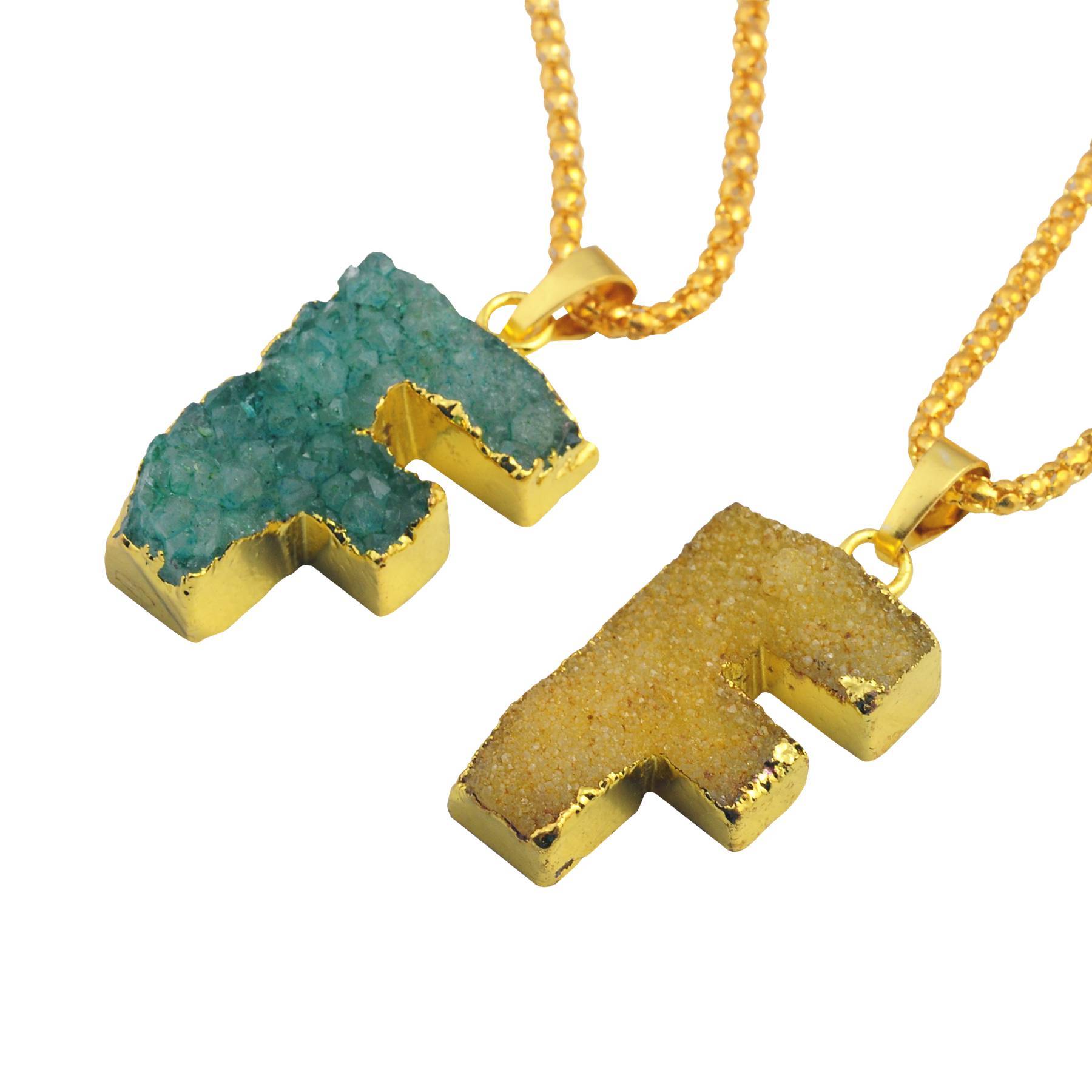 Gilded Drusy Crystal Cluster Pendant