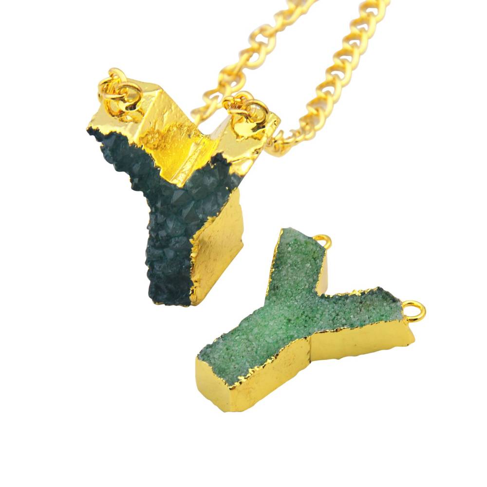 Gilded Drusy Crystal Cluster Pendant