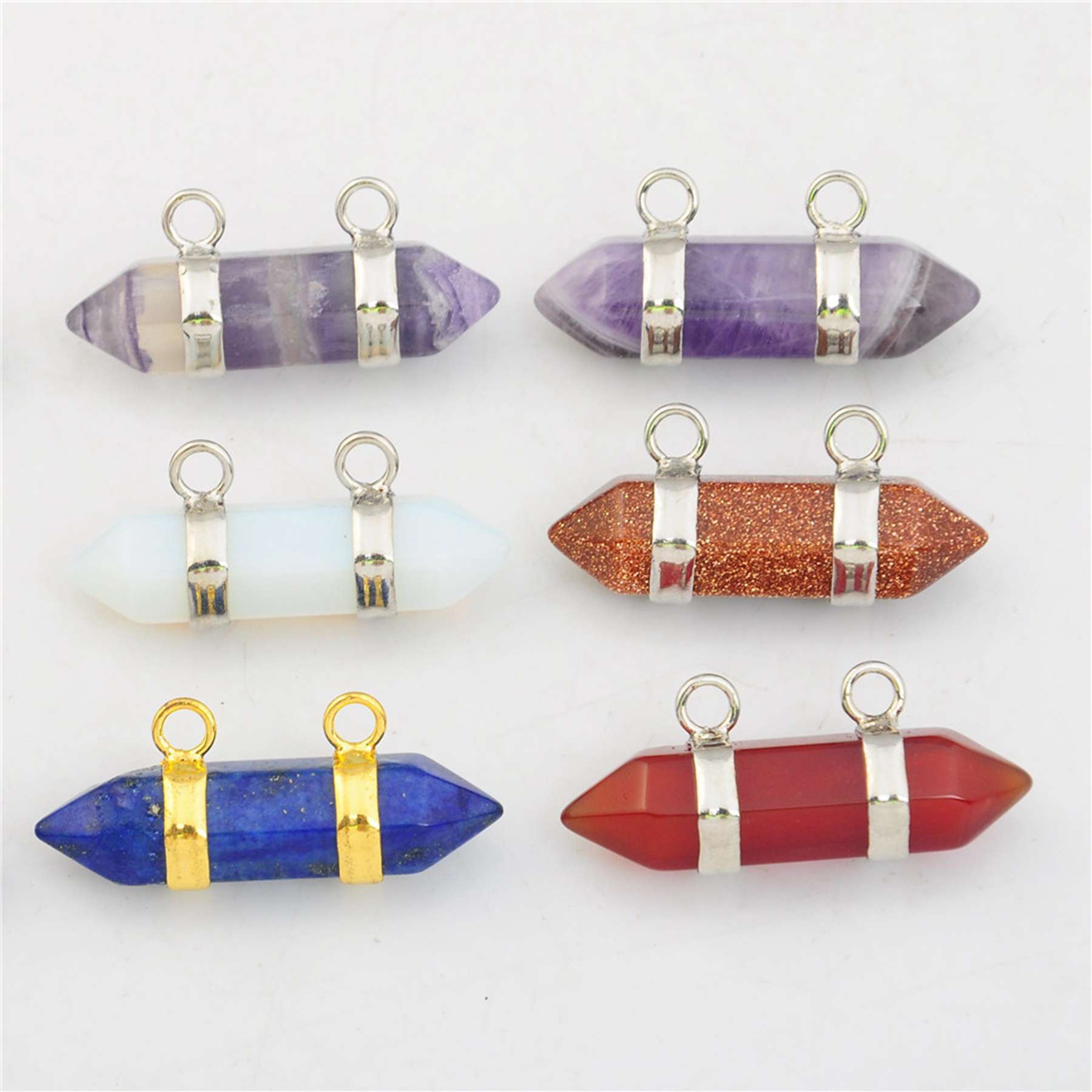 10X30MM Hexagonal Cylinder Gemstone Pendant