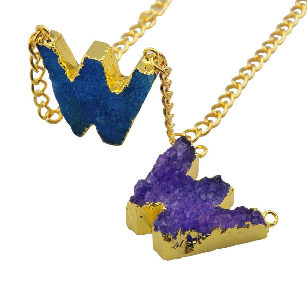 Gilded Drusy Crystal Cluster Pendant