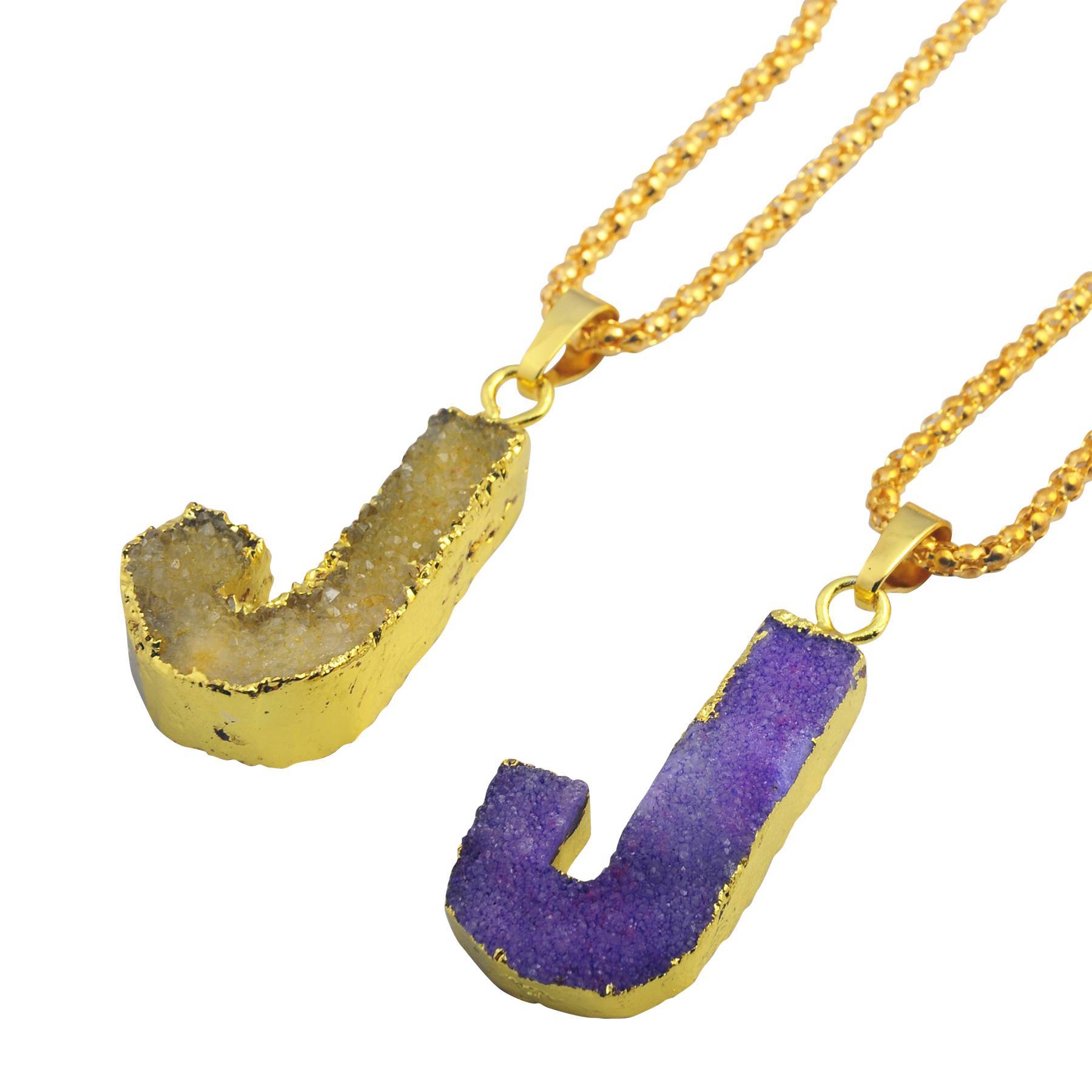 Gilded Drusy Crystal Cluster Pendant