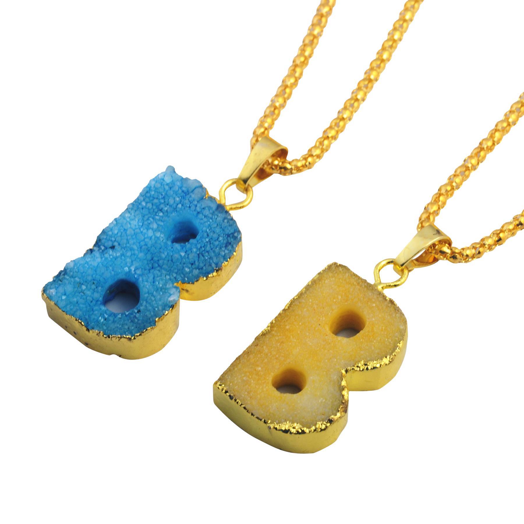 Gilded Drusy Crystal Cluster Pendant