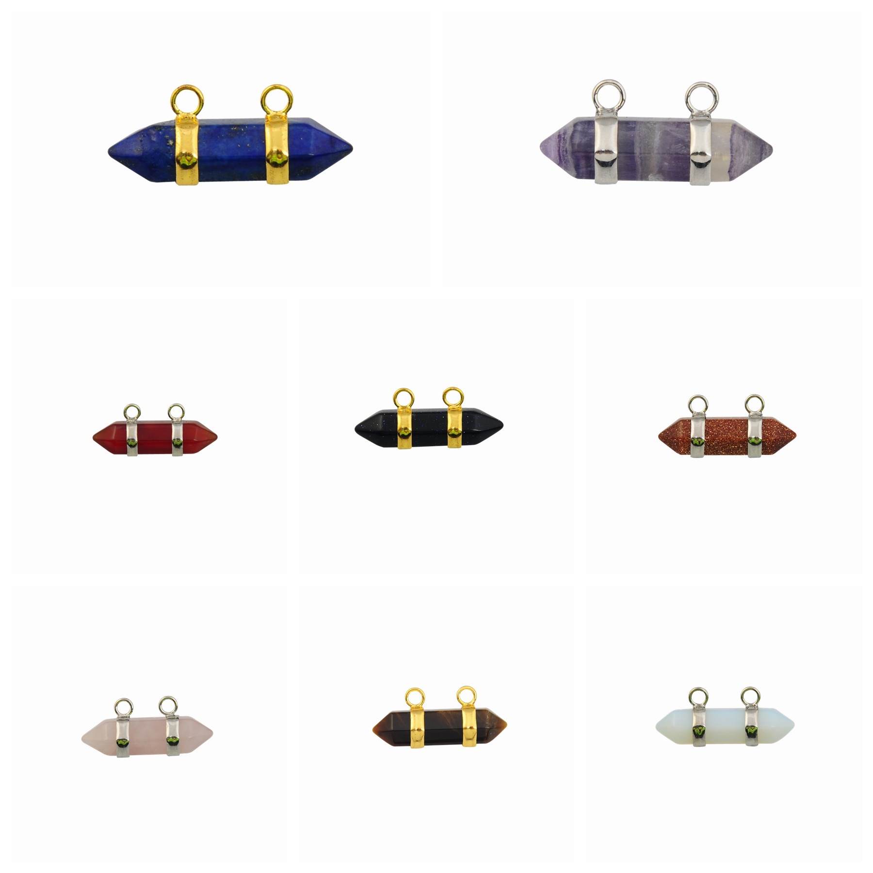 10X30MM Hexagonal Cylinder Gemstone Pendant