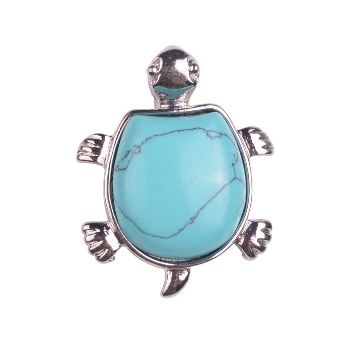 Silver Tortoise Gemstone Pendant